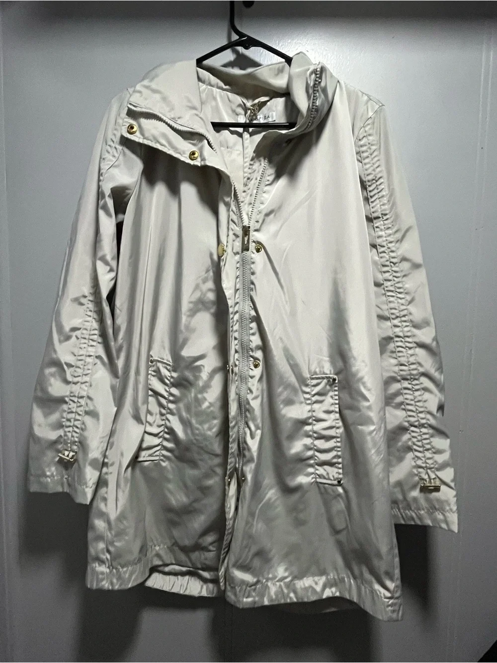 Via Spiga Cream Hooded Trench Coat